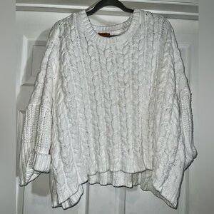 POL Chunky White Cable Knit Sweater